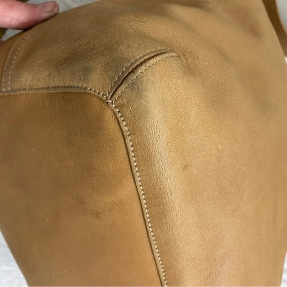 Coach vintage XL Leather Convertable Duffle Bag Tote Purse 9151 tan nickel